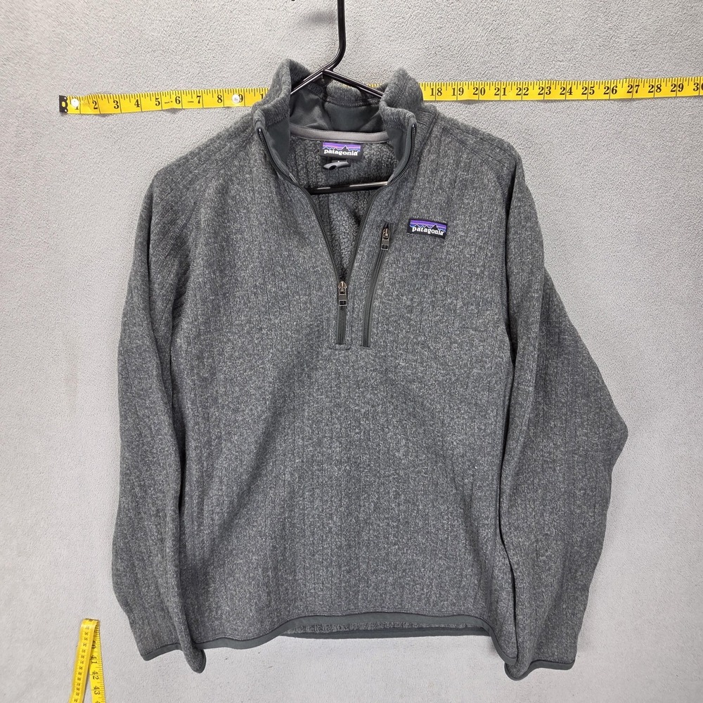 Patagonia Sweater Mens Small Gray 1/4 Zip Fleece Long‎ Sleeve Rib Knit